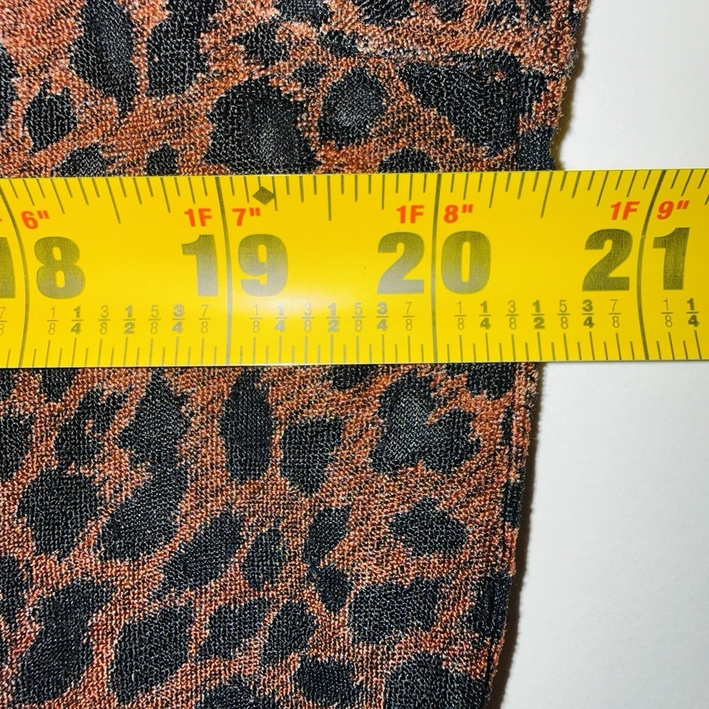 Vintage 90s Carole Little Leopard Animal Print Top XL Sheer Knit Short Sleeve - Picture 3 of 6